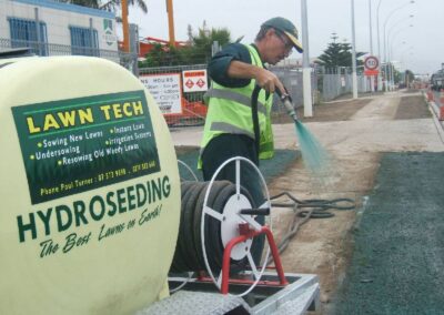 Hydroseeding a commercial berm