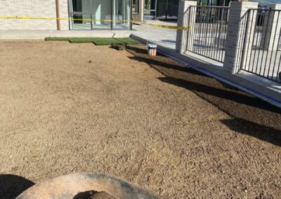 Turf rolls ready to lay on prepared ground