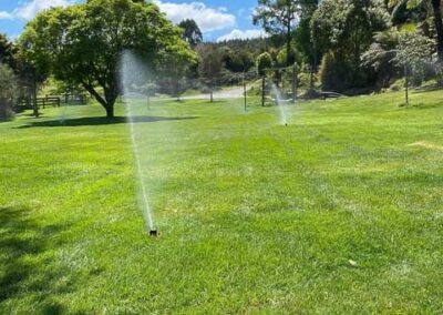 Pop-up sprinklers on a large lawn
